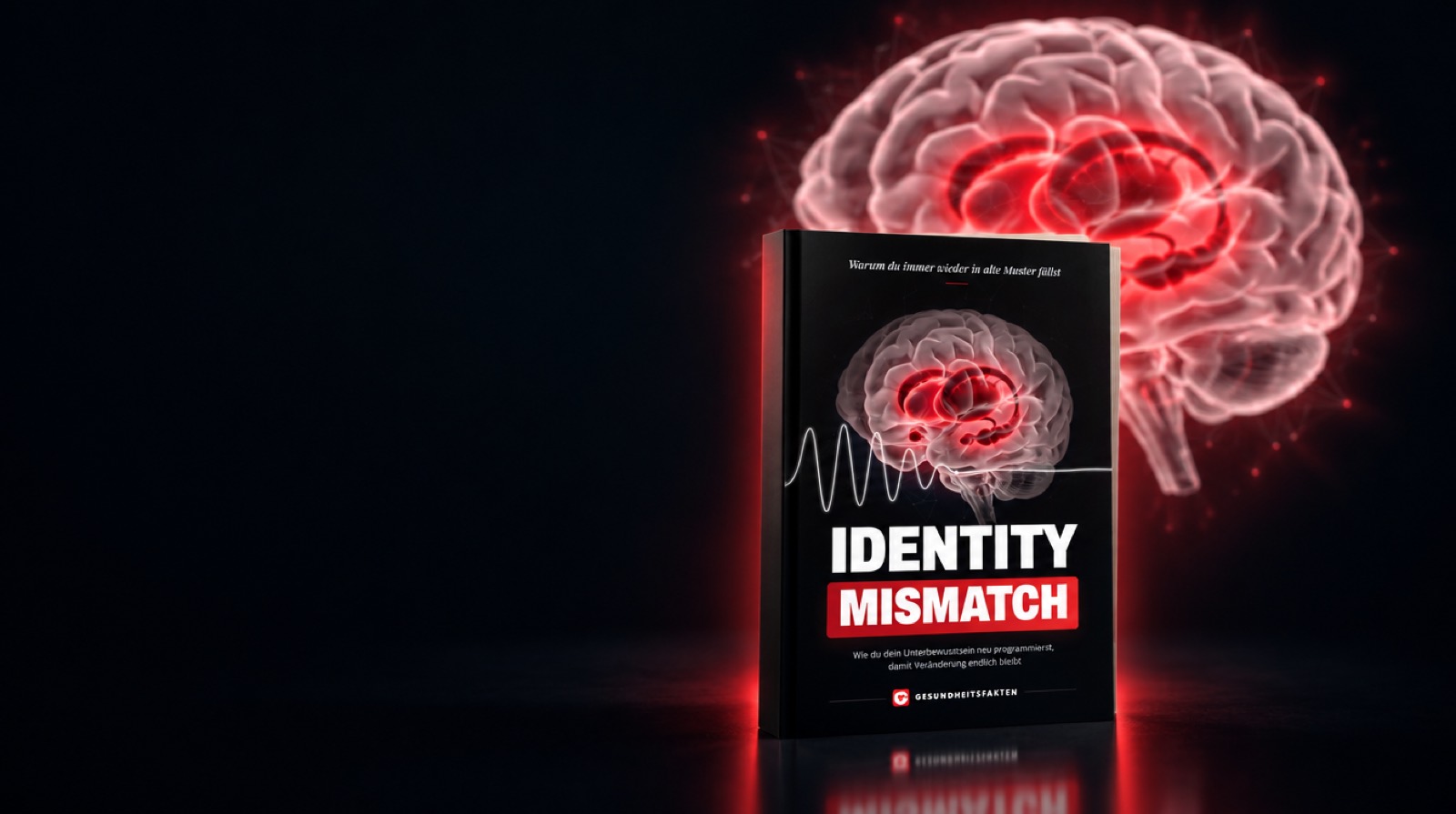 Das Buch Identity Mismatch vor einem leuchtenden Gehirn