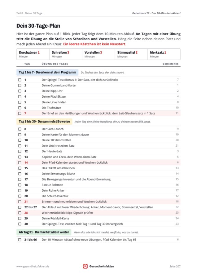 Buchseite: Dein 30-Tage-Plan